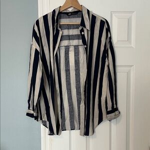 Zara Navy and White Striped Shirt